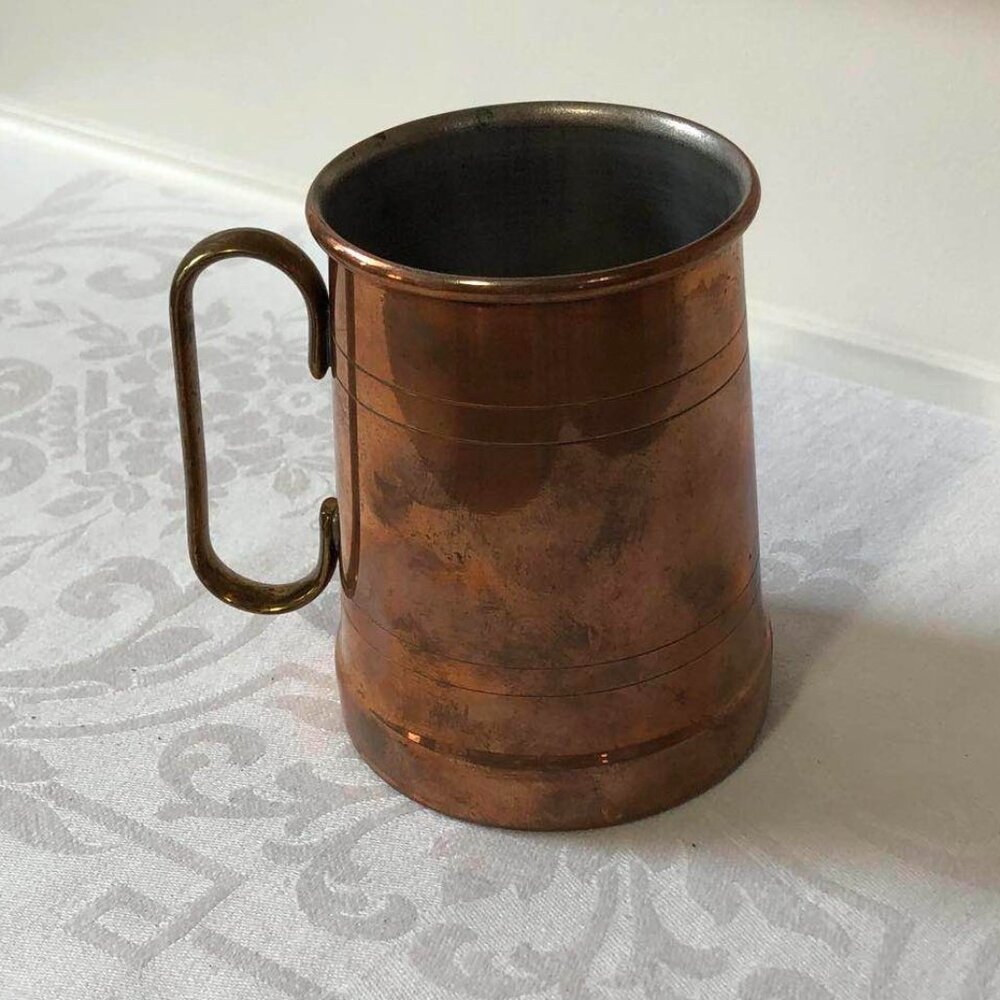 Copper tankard with brass handle - Picture 3 of 11